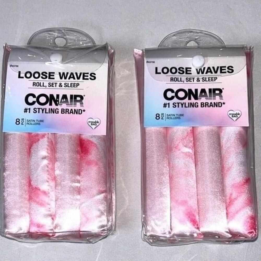 Conair Heatless 6" Hair Curlers Satin‎ Loose Waves Sleep Rollers Lot of 2 NWT